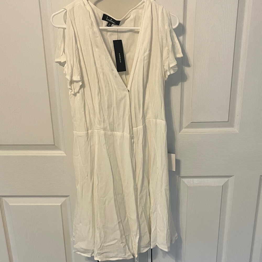 Lulu's White Mini Wrap Dress